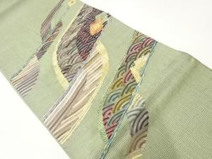 リボン織変わり横段に青海波模様織出し袋帯